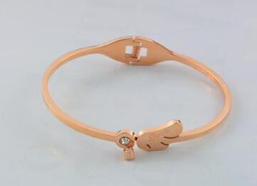 Korean fashion titanium plated 18K rose gold bracelet LOVE angel wings rhinestone pendants bracelets women's jewelry
