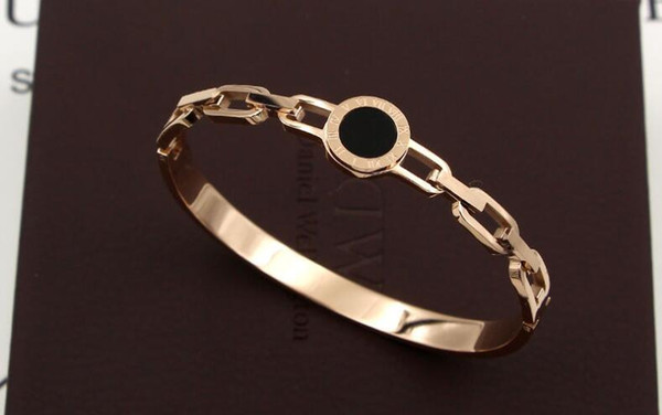 Japan and South Korea new multi-block hollow black Roman pie round bangles tide stylish female titanium titanium bracelet