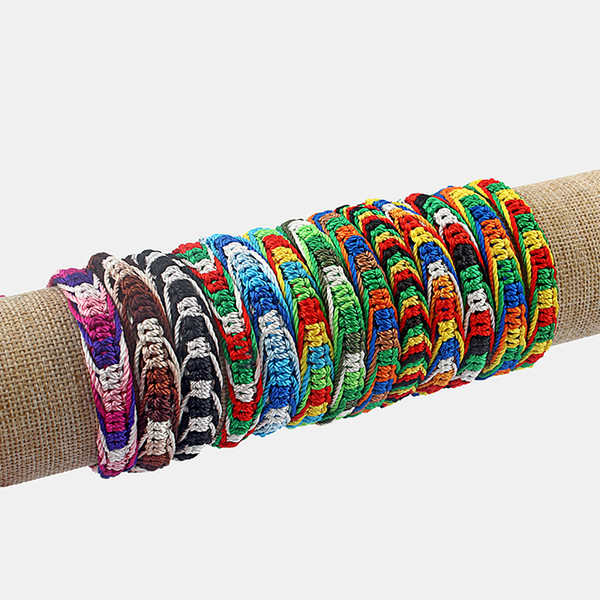 10pcs Rasta Friendship Bracelet Wristband Cotton Cord Silk Reggae Jamaica Surfer Boho Rainbow Color Bracelet