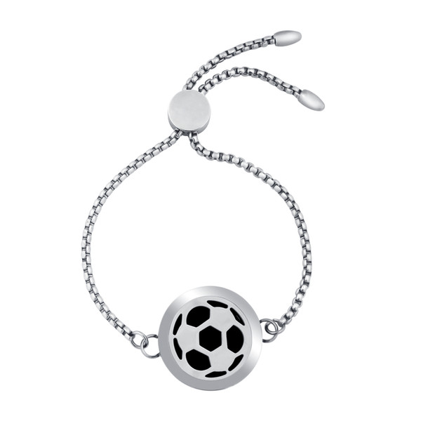 25mm Football Aromatherapy Diffuser Bracelet Adjustable Stainless Steel Essential Oil Diffuser Locket Bracelets Women Jewelry Gift
