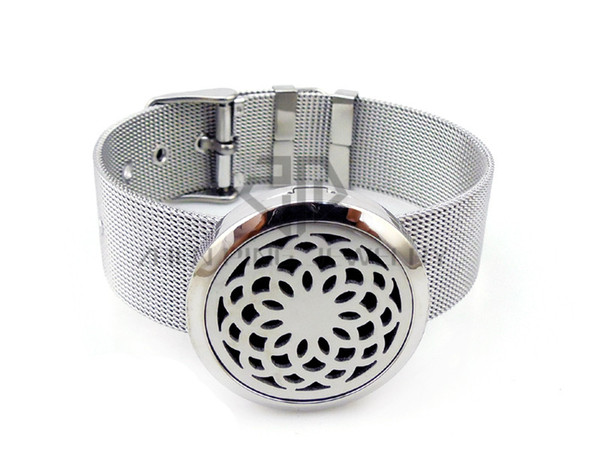 New Round Silver Spiral(25-30mm) Mesh band Aromatherapy Diffuser Locket Bangle Essential Oils Stainless Steel Diffuser Locket Bracelet