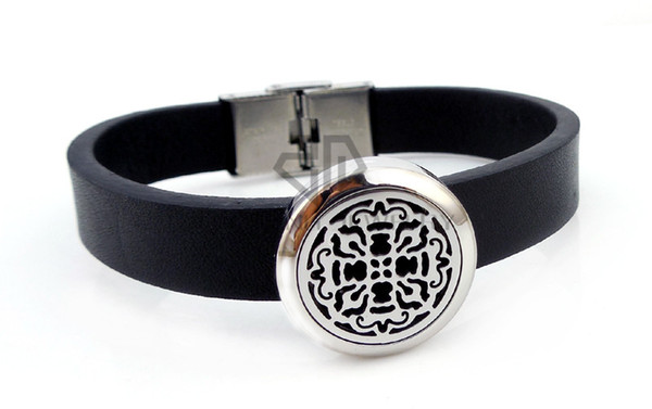 Round Silver Old World Cross Desgin (30mm) with Silicone Band Aromatherapy / Essential Oils Diffuser Locket Bracelet
