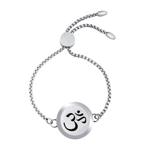 20mm Flower OM Essential Oil Diffuser Locket Bracelet Women Stainless Steel Aroma Diffuser Magnetic Locket Bracelets Grils Party Jewelry