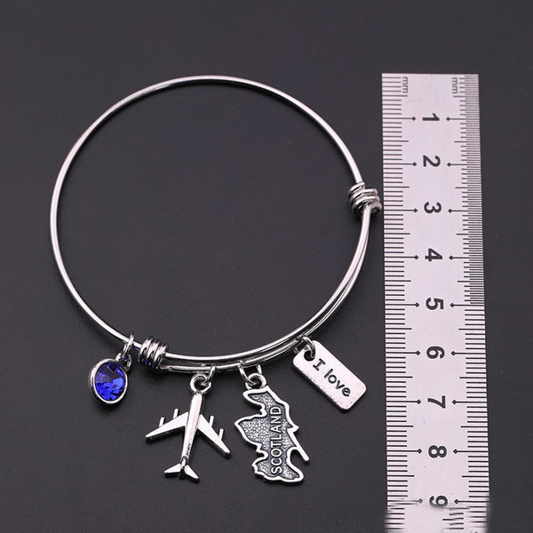 Fashion 15*23mm Country Map Scotland Patriotic Charm Travel Jewelry bangle pendant bracelet diy jewelry gifts for men and women