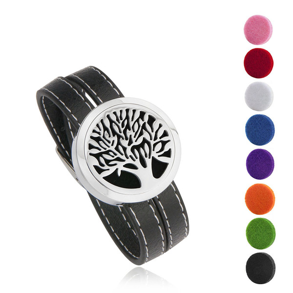 Fashion charms jewelry Essential Oil Diffuser leather Pendant bracelet stainless steel feminino and men vintage twist bangles #mms