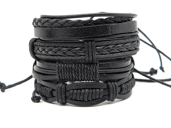 2019 Trendy Leather Braided surfer Bracelets Retro Leather Wristband Wrap bracelets ethnic tribal cuff bracelets Factory Price
