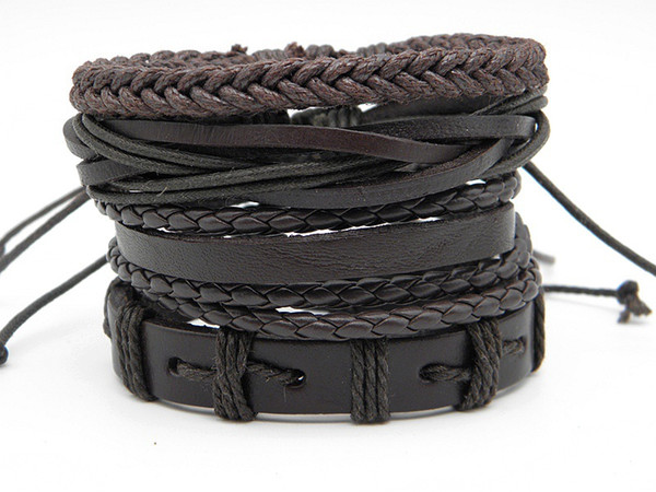 New Arrival Men's Stylish Leather Braided Hemp Bracelets Vintage Handmade Leather Wristband Wrap bracelets Jewelry Factory Price Top Quality