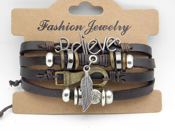 New Arrival Stylish Leather Wristband Bracelets Multilayer Handmade Vintage Leather Braid Hemp Bracelet For Men Xmas Gifts Factory Price