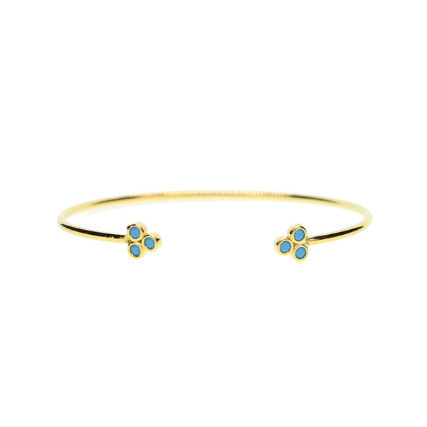 rose gold 18k gold pave turquoise stone triangle unique fashion classic jewlery open cuff bangle for women fashion jewelry