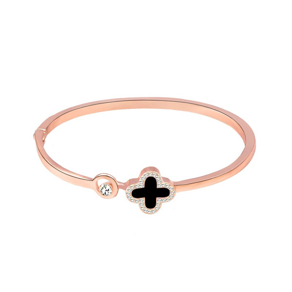 Rose Gold Fashion Classic Four Leaf Clover Bracelet Love Homme Luxury Silver Crystal Charm Bracelet & Bangles for Women Party Jewelry Gift