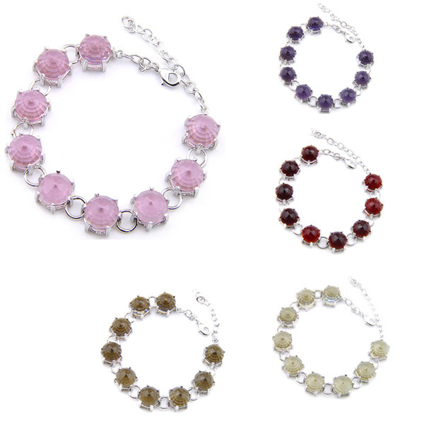 Optional Multi-color 3Pcs/Lot Luckyshine Trendy Round Topaz Crystal Gems for Women's Bracelets Wedding Party Gift