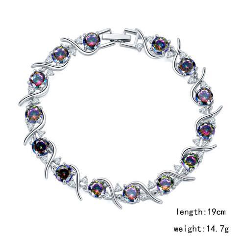3PCS / LOT Luckyshine Hot sell fashion 925 sterling silver newest natural mystic topaz gemstone chain bracelets