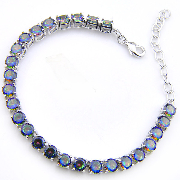 3PCS / LOT Luckyshine Hot sell fashion 925 sterling silver trendy Heart Fire Mystic Topaz Gemstone chain bracelets