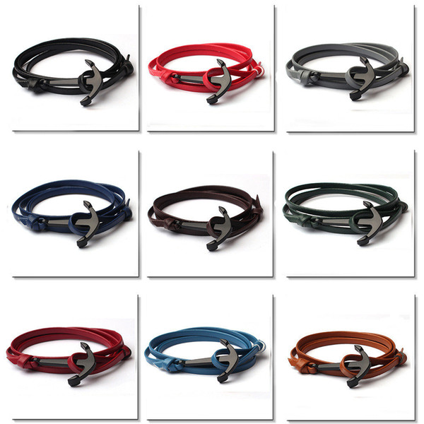 Europe Type Style Leather Anchor Bracelet Adorn Article Tom Hope Charm Bracelet Bangle Men Women Jewelry