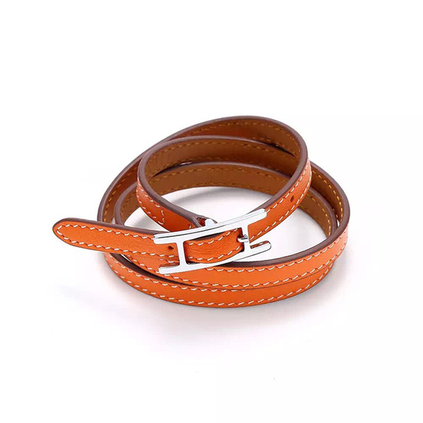 2017 Jewelry wholesale H belt buckle, three layer leather bracelet, Kell bracelet, H letter leather, men and women Bracelet
