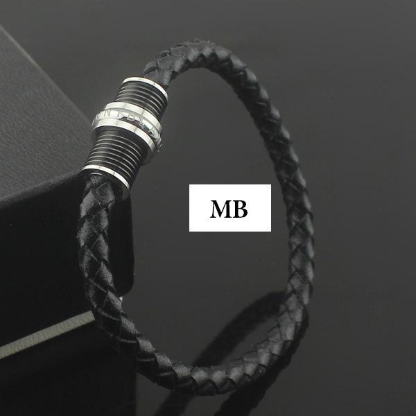 Stainless Steel MB Bracelet Europe's most popular the choice of high-end bracelet black Genuine leather chain