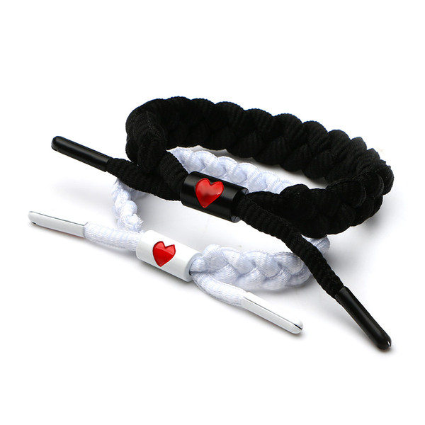 Fashion Rastaclat Shoelace Bracelets Knit Couple Girlfriend Valentines Day Gift Black and white Love Compile Hand catenary