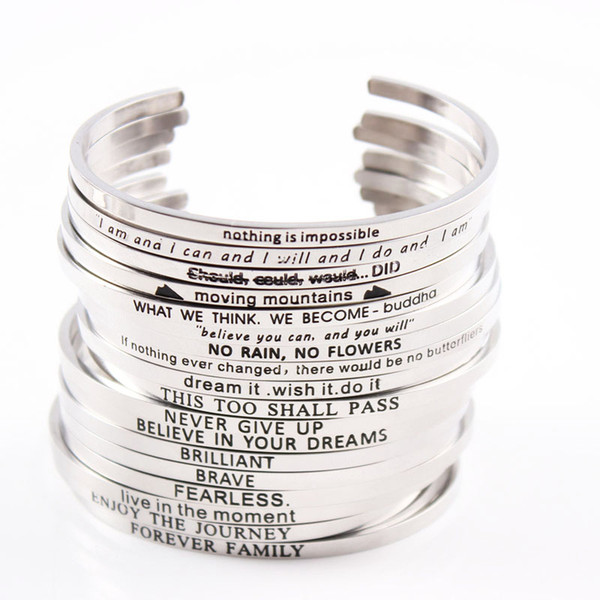 2017 Trending Products Engraved Mantra Bracelets Stainless Steel Inspirational Personaliized Mantra bracelet Wholesale 10pcs/lot