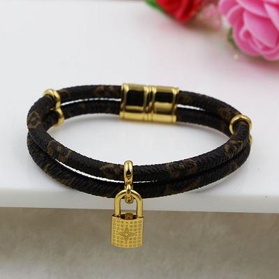 2017 new fashion double lock small leather bracelet titanium leather rope magnetic buckle bracelet