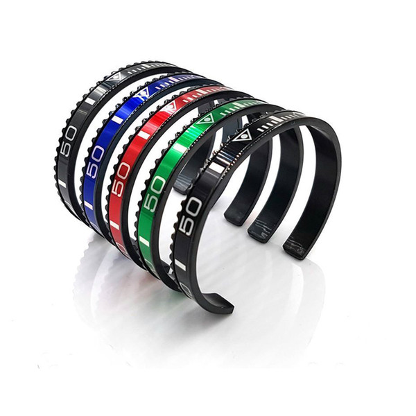 Classic Black Plated Speedometer Official Dia Men Cuff Bracelet Bangles in 316l Stainless Steel Speedometer Bezel Bracelet Men Jewelry