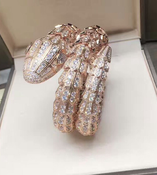 New designer high quality CZ diamond paved animal cuff bracelet bangle 18k white gold plated PUNK jewelry for women
