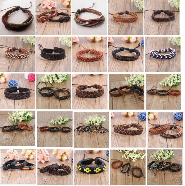 new 50 pieces mix styles men's women's handmade fashion leather cuff Ethnic Tribal bracelets wholesale bulk lots