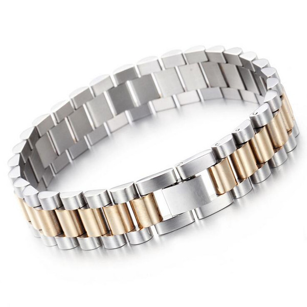 10mm/15mm Luxury Mens Womens Hiphop Watch Band Biker Bracelet Gold Silver Punk adjustable 316L Stainless Steel Strap Cuff Bangles Jewelry