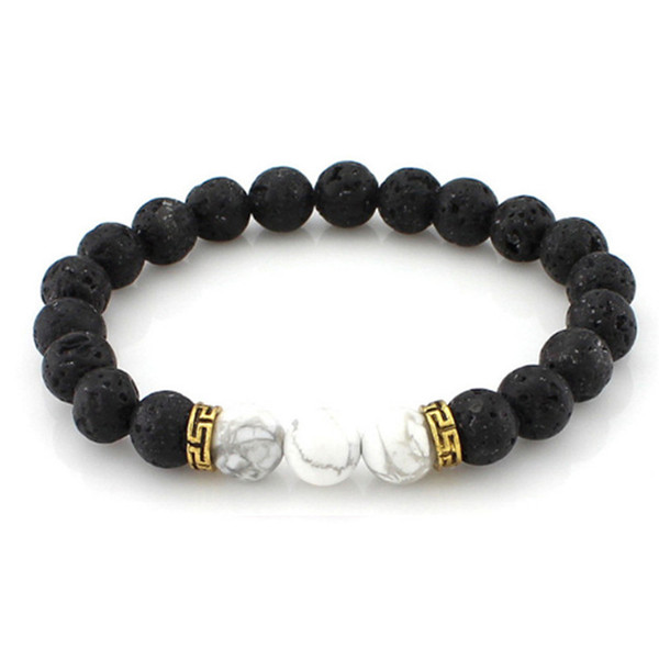 8mm Lava Stone Beads Bracelet Men Strand Bracelets For Women Handmade 2017 Men Jewelry Charm Cuff Wristband Adjustable Bileklik
