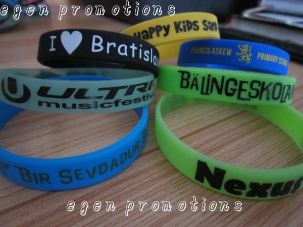100pcs customized rubber hand bands egen promotions custom silicone bracelets cheap personalize writing on silicone wristbands
