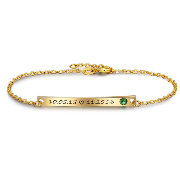 Birthstone Name Engraved ID Bracelets & Bangles Fashion Adjustable Customized Gold Color Bracelets For Her(BA102099)