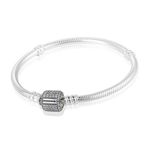 Authentic 925 Sterling Silver Snake Charm Bracelets For Women with AAA Cubic Zirconia Micro Pave Clip Clasp Fits European Beads PD7