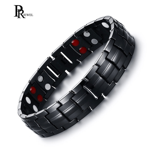 100% Titanium Black Bracelets for Men Bio Energy Magnetic Health Jewelry Boyfriend Christmas Gift drop shipping