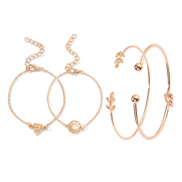 Bracelets Sets Four-piece Set Ornaments Fashionable Leaf Bracelet Women's Wholesale Bracelets & Bangles