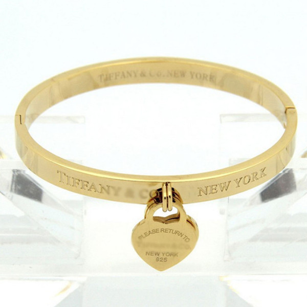 Double stainless steel bracelet Jewelry peach rose gold bracelets heart-shaped Bracelet color selection