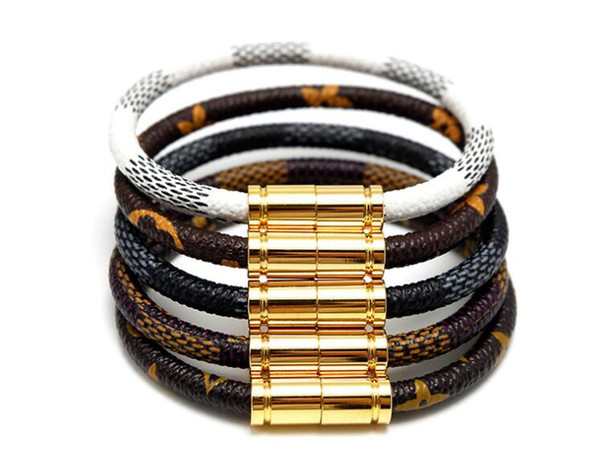 Europe and the United States hot fashion leather lattice high quality bracelet stainless steel strong magnet buckle leather rope bracelet