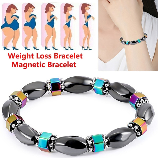 Fashion 1pc Weight Loss Round Black Stone Bracelet Health Care Magnetic Therapy Bracelet Bangle Unisex Gifts