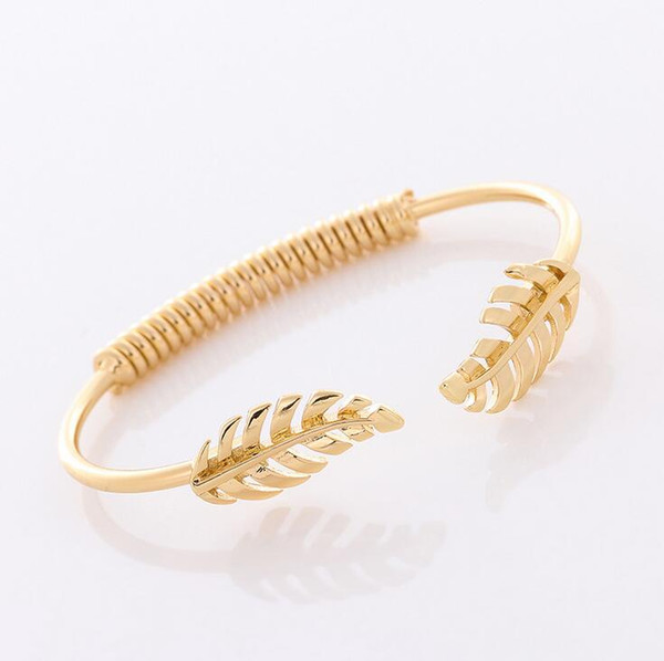 Fashion simple women open bracelet creative leaf five-pointed star bracelets for birthday girl nice gift free ship