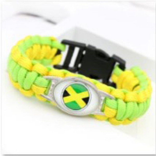 Jamaica Flag Charm Paracord s & Bangles Friendship Outdoor Camping Sport Bracelets For Fans 10pcs/lot