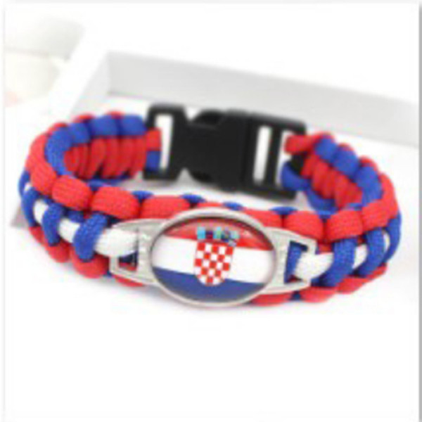 Croatia Flag Charm Paracord s & Bangles 18*25mm Cabochon Friendship Outdoor Camping Sport Bracelets 10pcs/lot