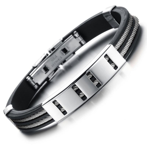 LIVVY 2017 Korean character rock hypoallergenic Silicone Bracelet Mens Titanium creative jewelry bracelet for men