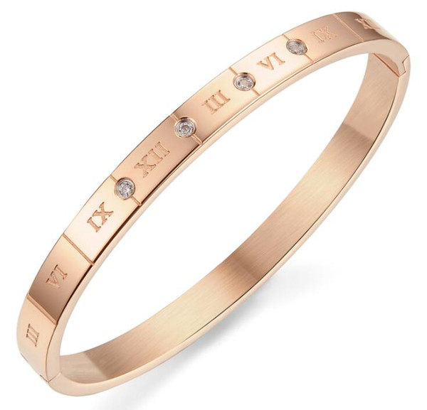 New titanium steel lovers Roman numerals bracelet black and white zircon fashion wild Europe and the United States influx of people bracelet