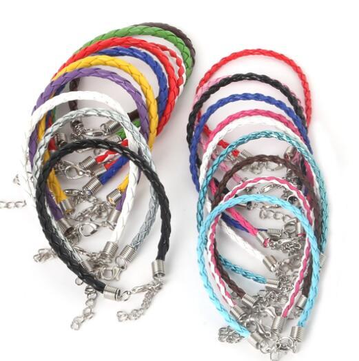 Woven leather rope color PU leather lobster buckle necklace lanyard PVC pendant with rubber rope bracelet rope creative fashion simple