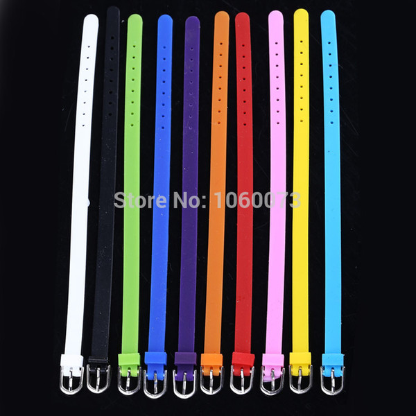 Soft Silicone Wristbands uckle Belt Charm Bracelets fit 8mm Slider Beads mix colors 20pcs