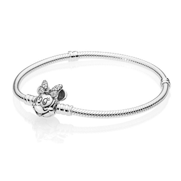 PANDOCCI 925 Sterling Silver Jewelry Shimmering Mouse Portrait Bracelets For Women Wholesales Free Shipping