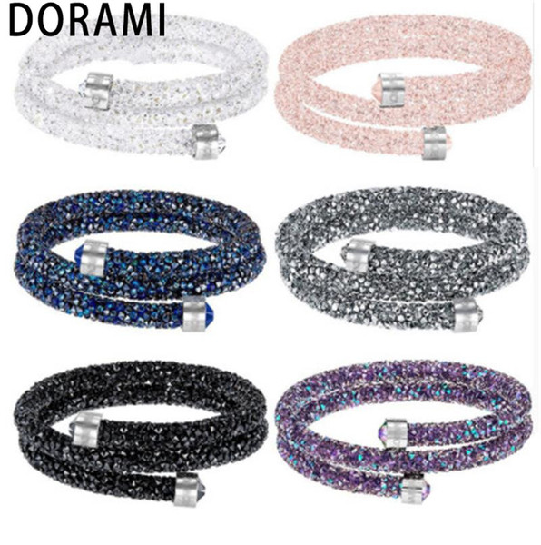 Double-circle Crystal Bangle Original Copy High Quality Multicolor Bracelet With Logo Free shipping Manufacturer Wholesale
