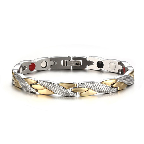 New Fashion Energy Magnetic Bracelet Men Gold Chain Germanium Bracelet Stainless Steel Bracelets Bangles for Women Men pulseras