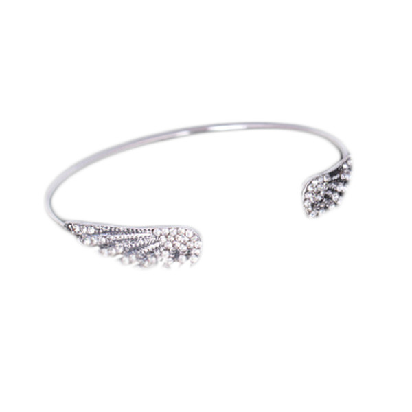 Angel Wings Bracelet Adjustable Woman Riding Bike Jewelry Gifts Open Bracelet Silver Plated Crystal Wholesale Spacecraft