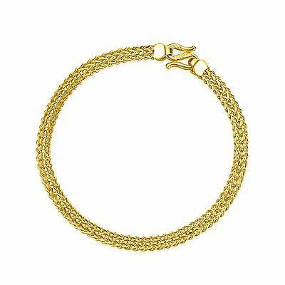 New Style Pure 999 24K Yellow Gold Chain Women Unique Link Bracelet 6.5inch