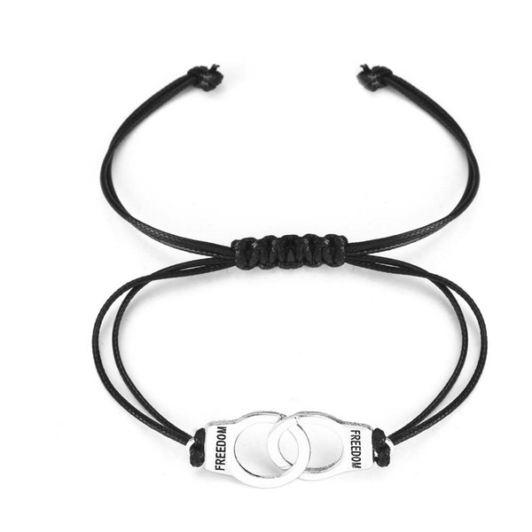 Men and women couple Handcuffs bracelets Hand-knitted wax rope handcuffs eye bracelets Vintage Adjustable length knitted bracelet