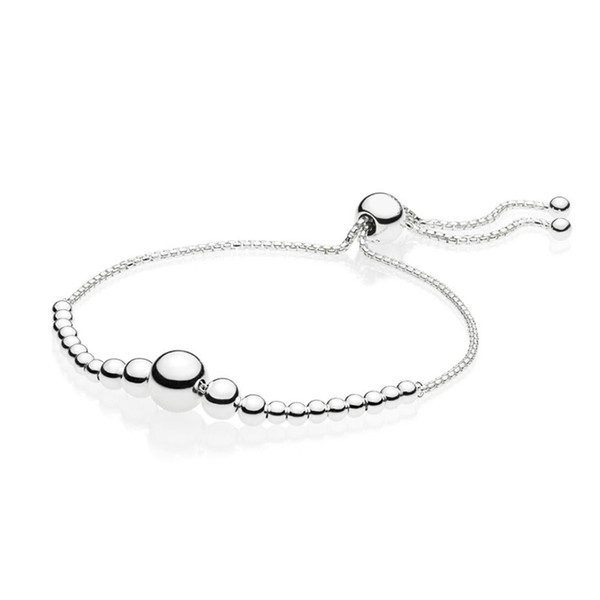 NEW 100% 925 Sterling Silver New 597749 STRING OF BEADS SLIDING BRACELET Glamour Women's Jewelry Christmas Gift Recommended